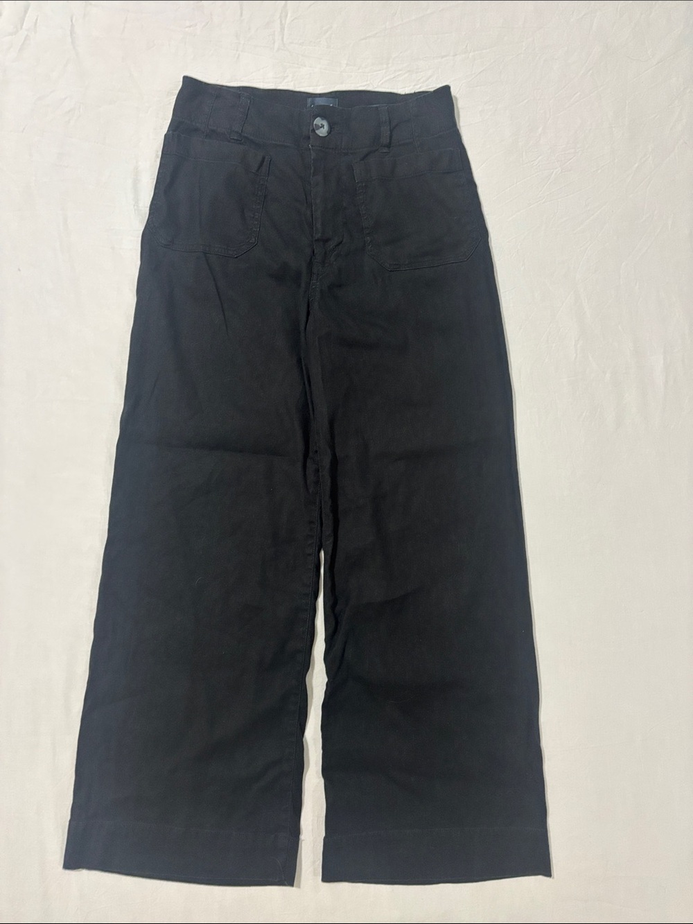 Anthropologie Maeve Colette European Linen Stretch High-rise Wide-leg Crop Pants
